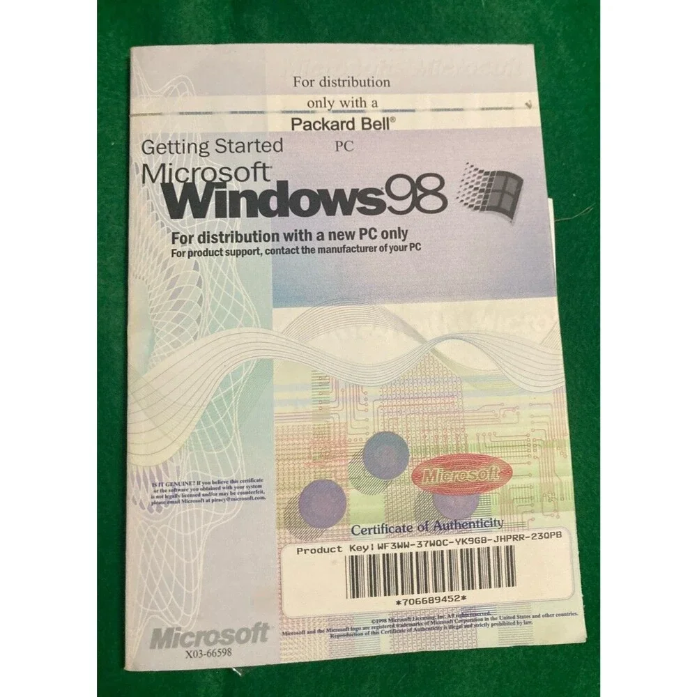 MICROSOFT WINDOWS 98 Packard Bell User's Guide Book ONLY NO disc